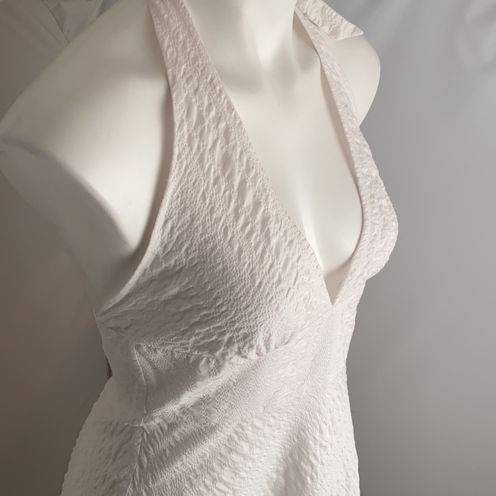 J Crew white textured cotton lined halter bridal dress 8 - Picture 4 of 10